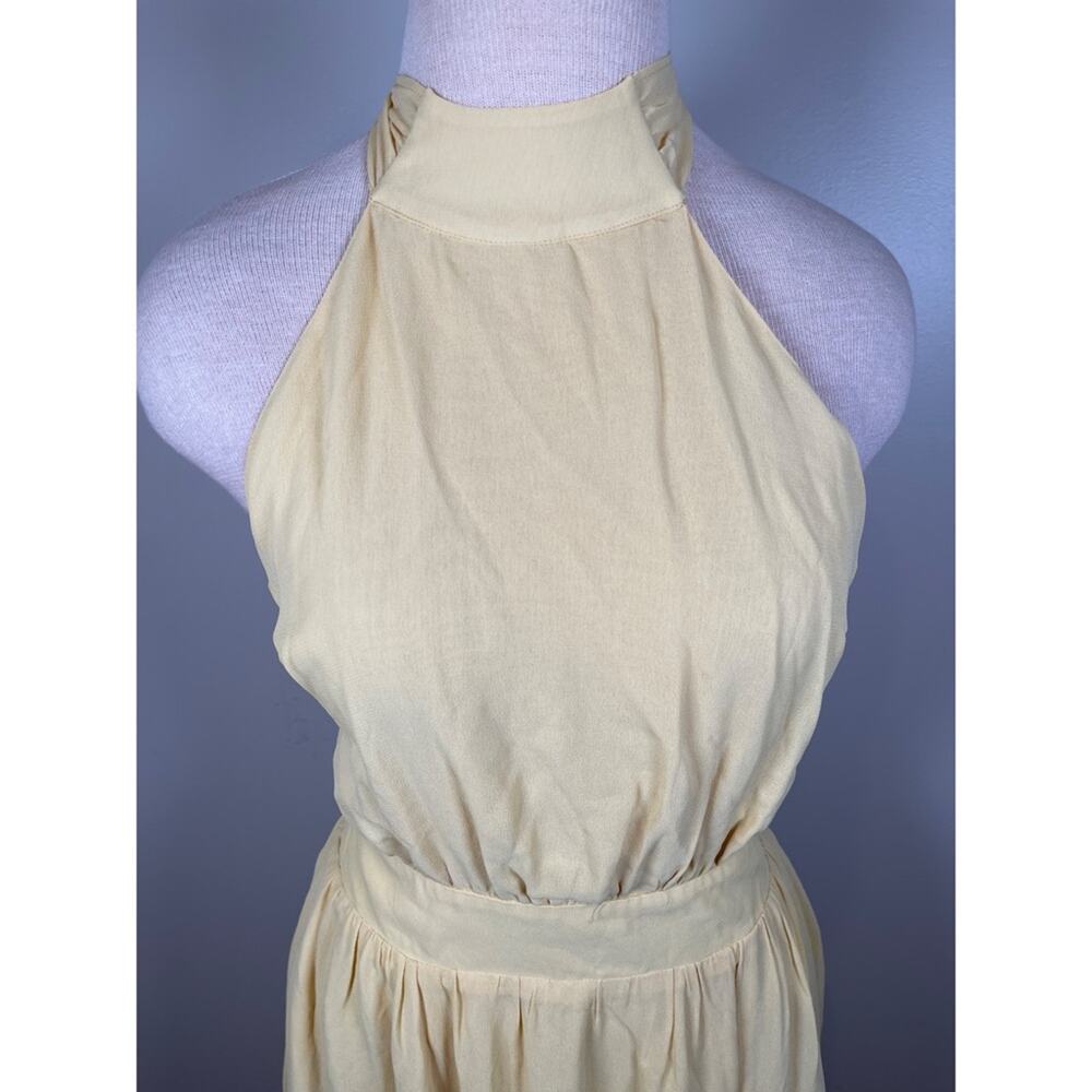 REFORMATION Andee Halterneck Open Back Sunshine Yellow Maxi Dress Size 10 - Picture 3 of 9